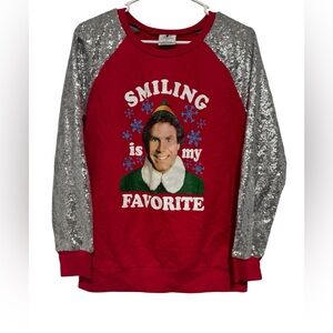 ELF Festive Red and Silver Crewneck Sweater youth Large